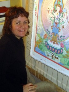 Ella completing an image of Chenrezig